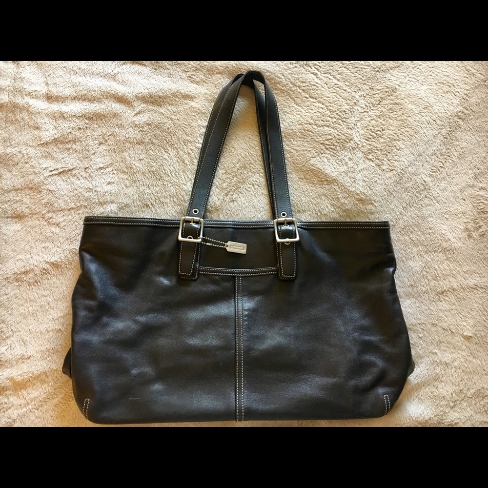 Black Coach Leather Shoulder Bag/Tote
